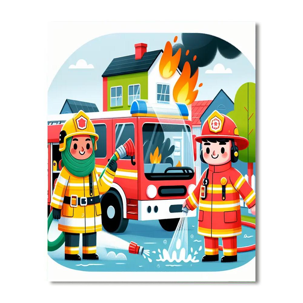 Firefighter Fun Paint By Numbers Art