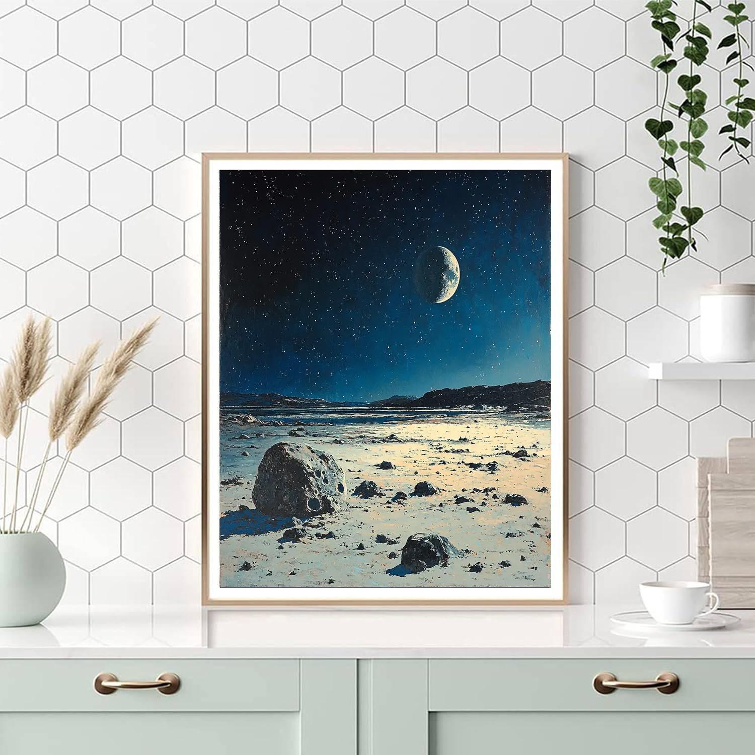 Hiroshi Yoshida Inspired Lunar Landscape Reverie  Paint By Numbers