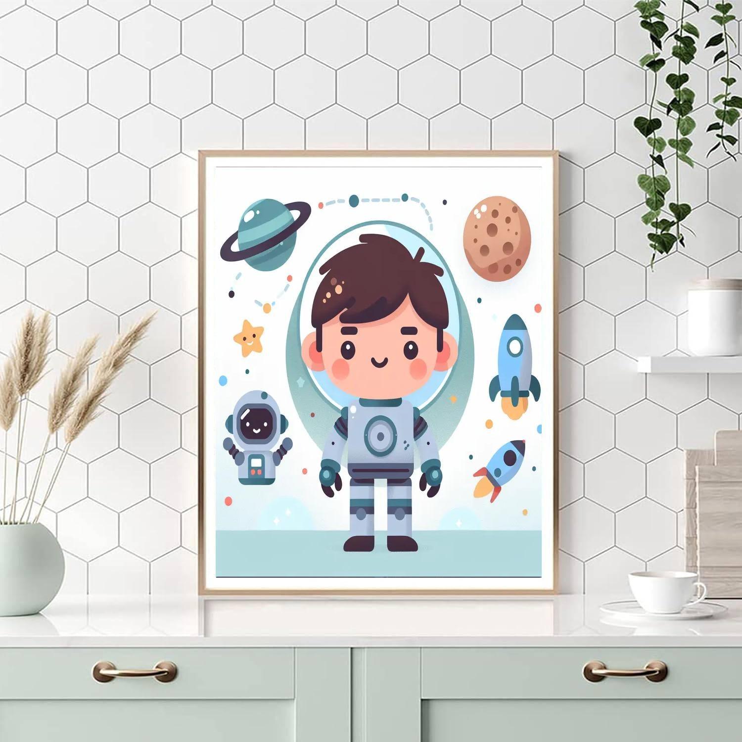 Space Robot's Cosmic Quest Paint By Numbers Art