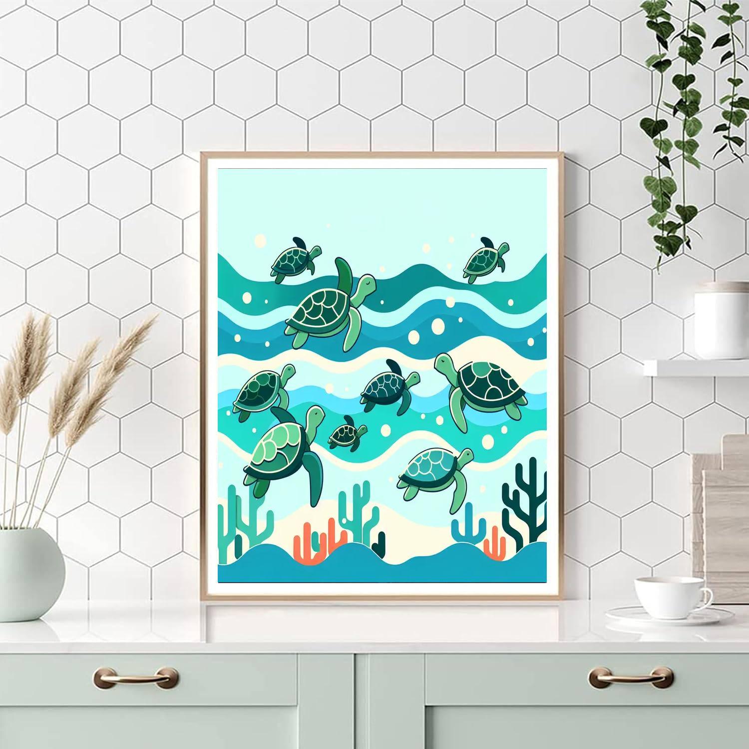 Tropical Turtles Paint By Numbers Art