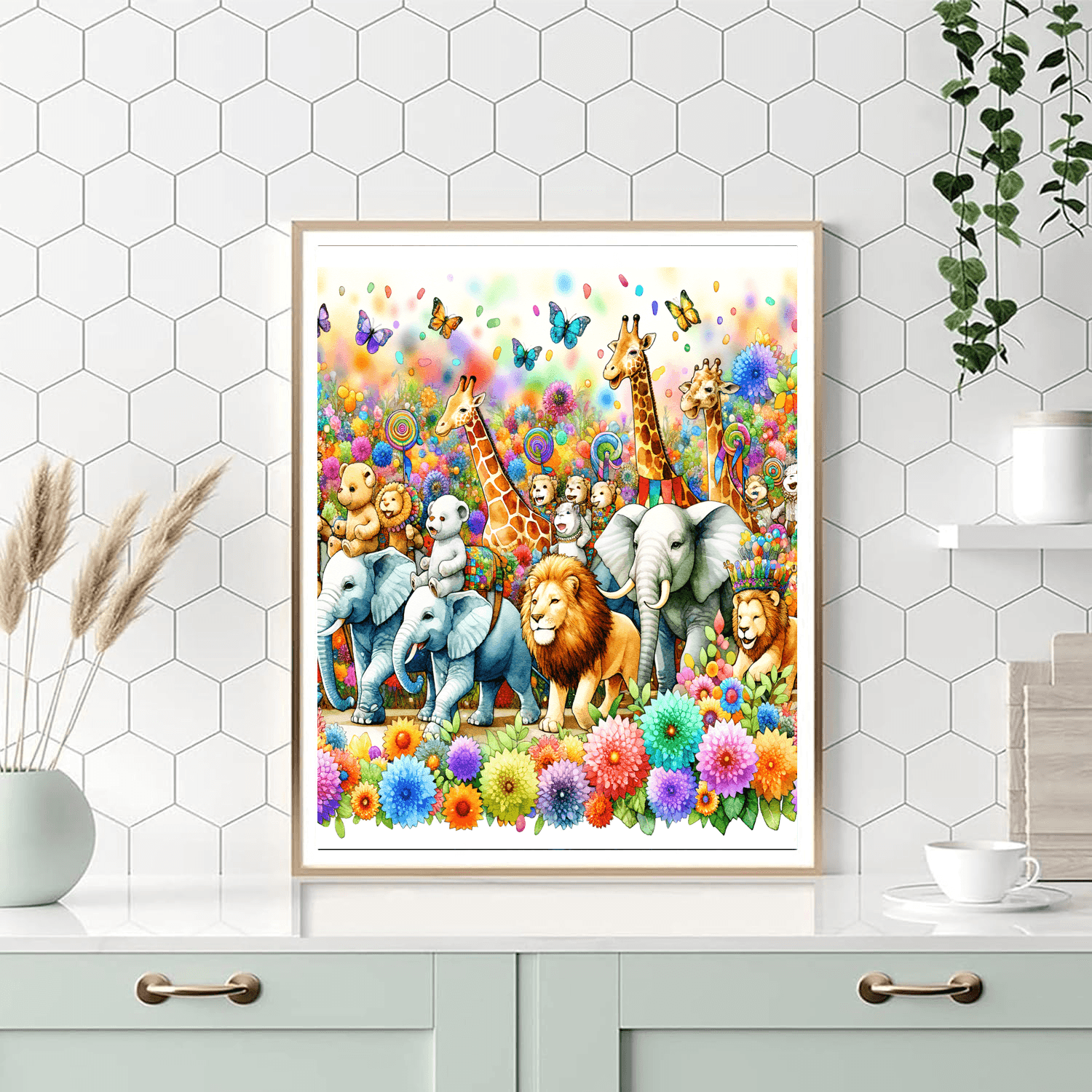 Colorful Parade Of Animals Painting Number Kit