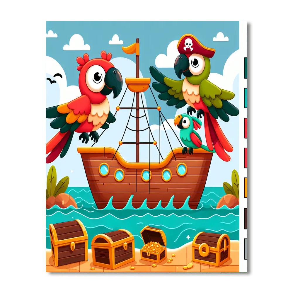 Pirate Parrots Paint By Numbers