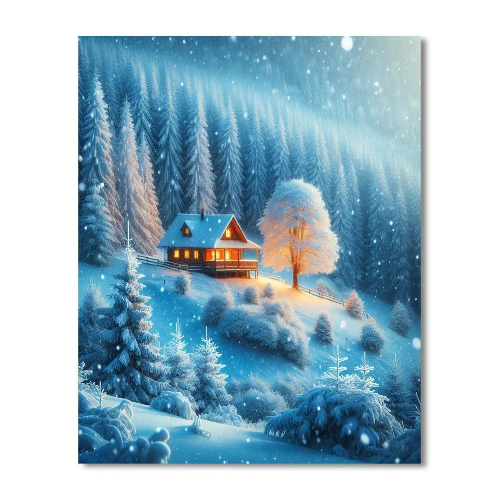 Charming Winter Cabin Escape Paint By Color