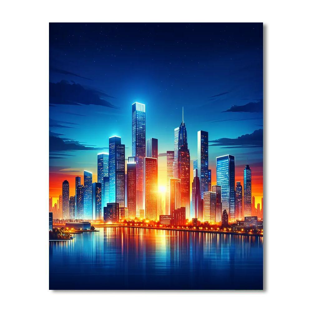Radiant Urban Skyline Painting Number Kit
