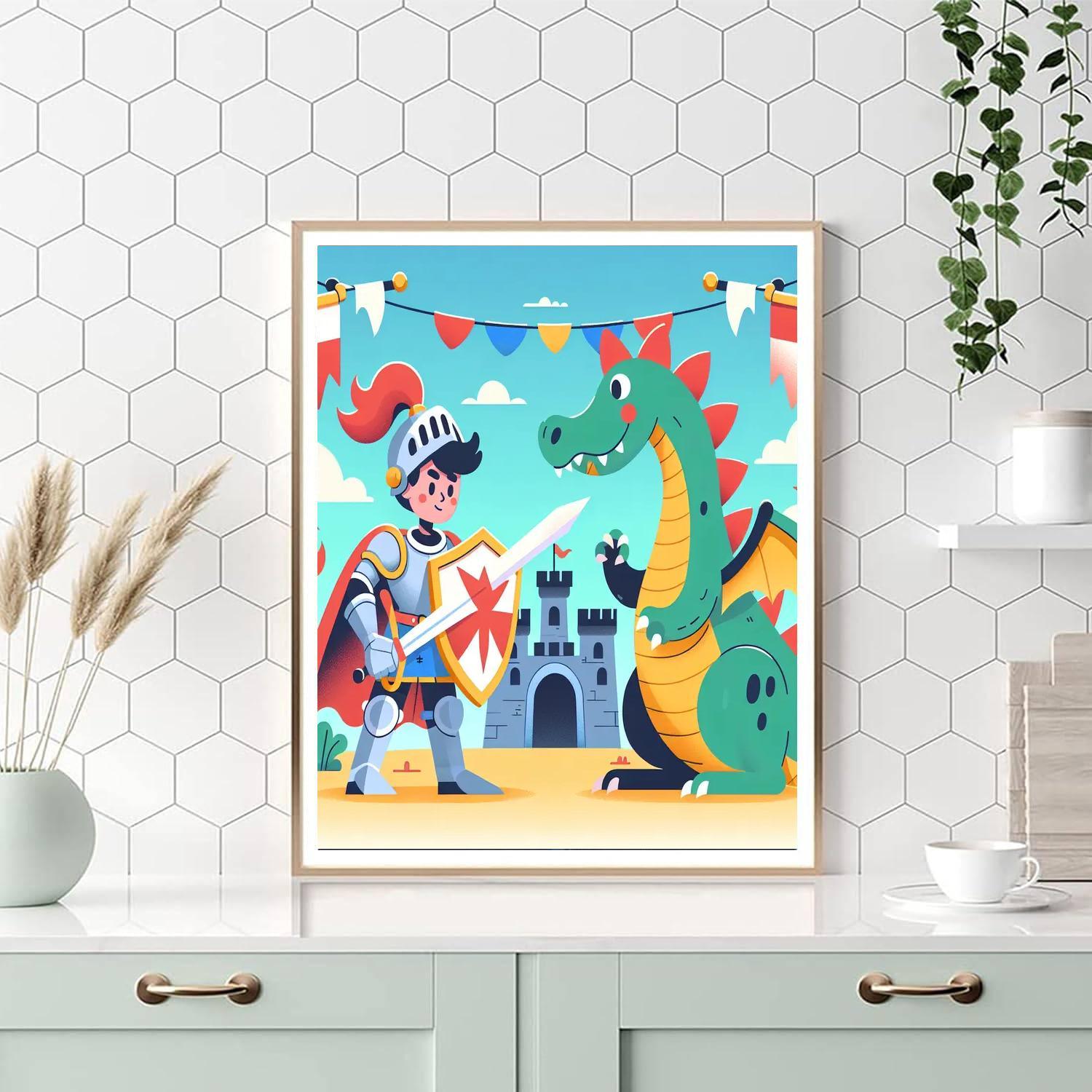 Adventurous Knights And Dragons Paint By Numbers Art