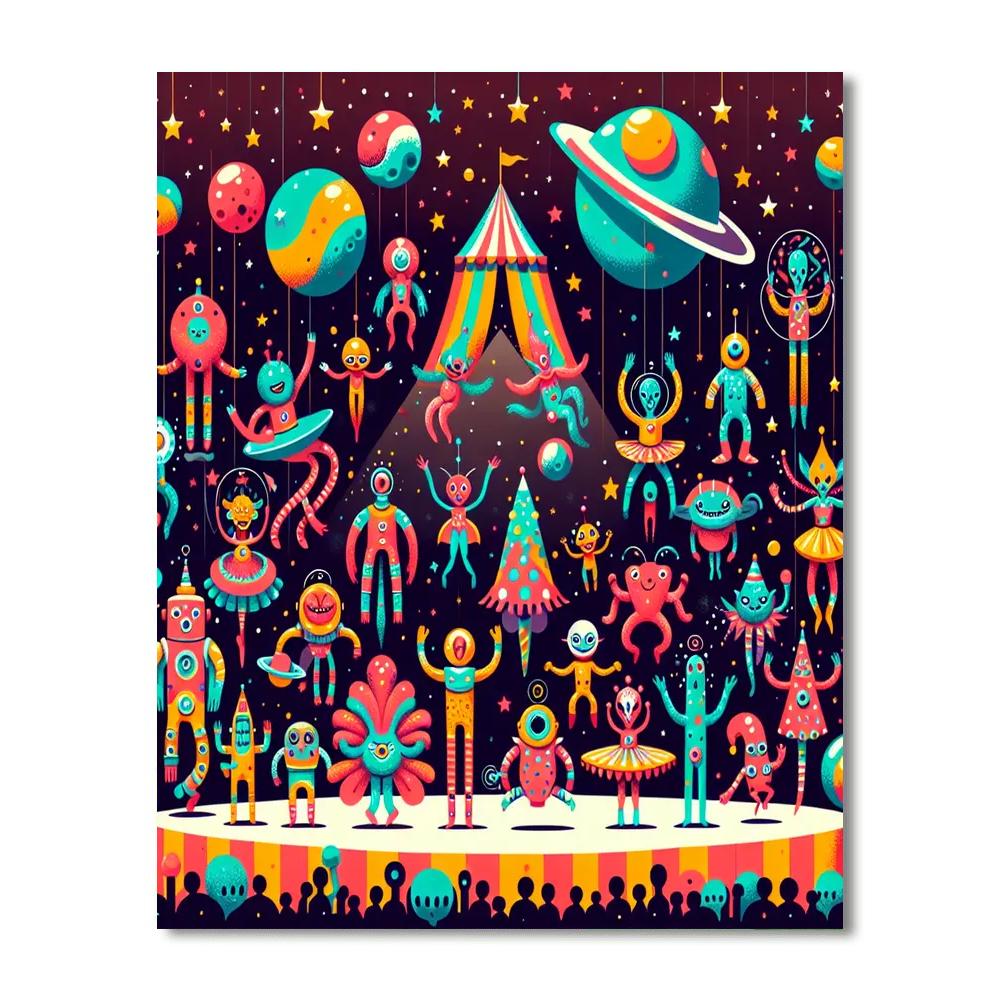 Space Circus Show Painting Number Kit