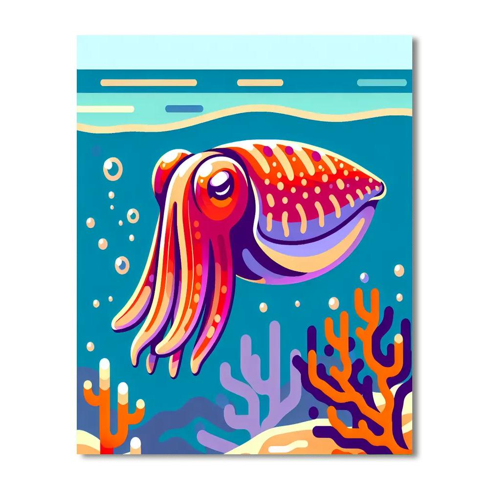 Cheerful Cuttlefish Paint By Numbers Art