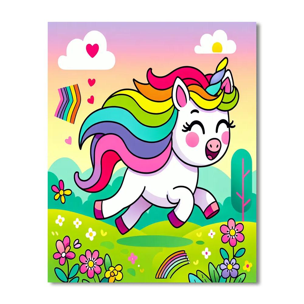 Charming Unicorn Meadow Number Painting