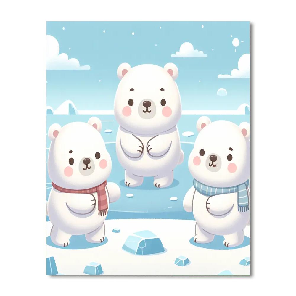 Playful Polar Bear Adventures Paint By Numbers Art