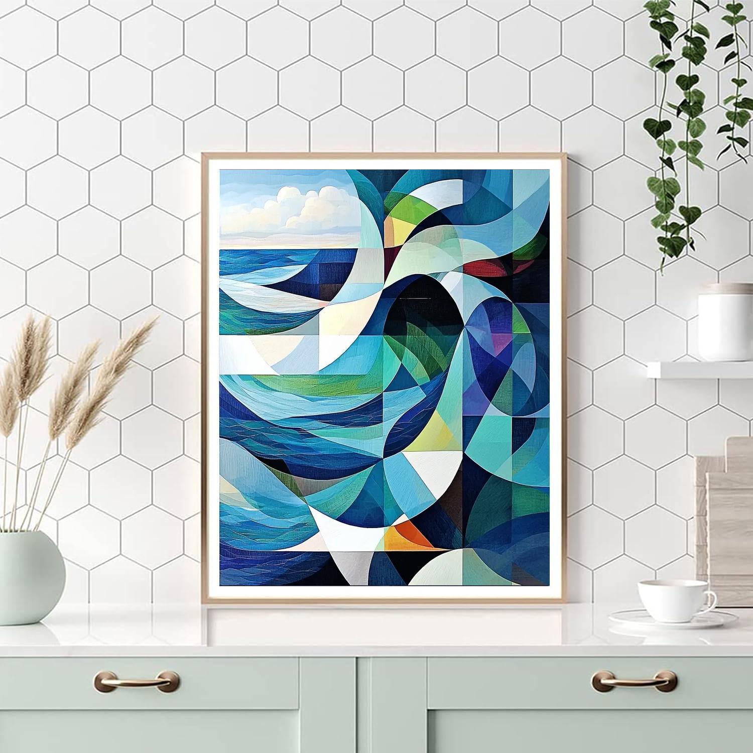 Pablo Picasso Inspired Cubist Ocean Waves  Painting By Numbers Kit