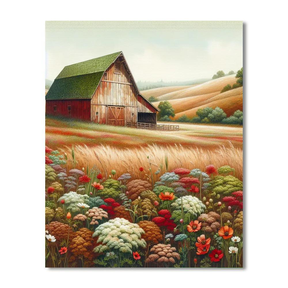Charming Rustic Barn Scene Paint By Numbers Art