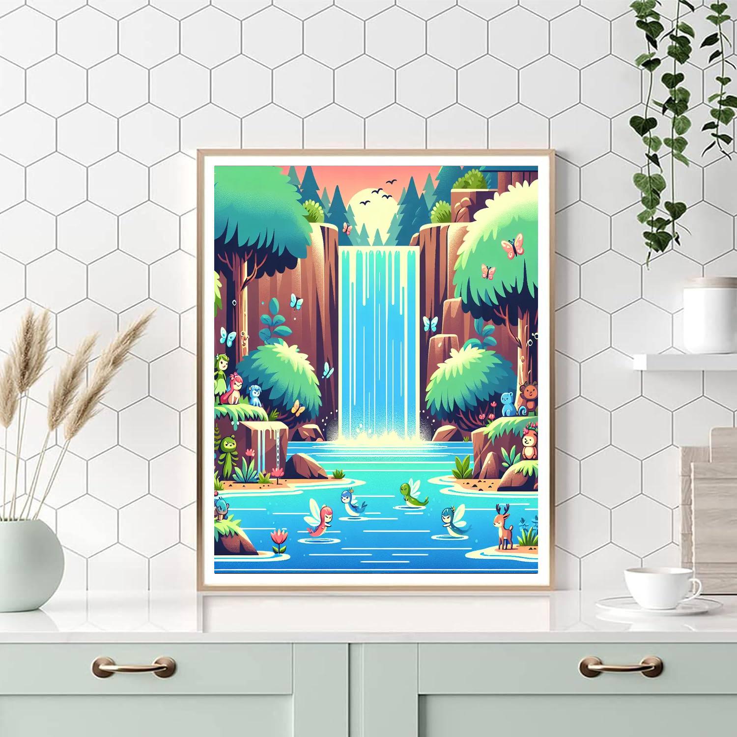 Magical Waterfall Grotto Paint By Color
