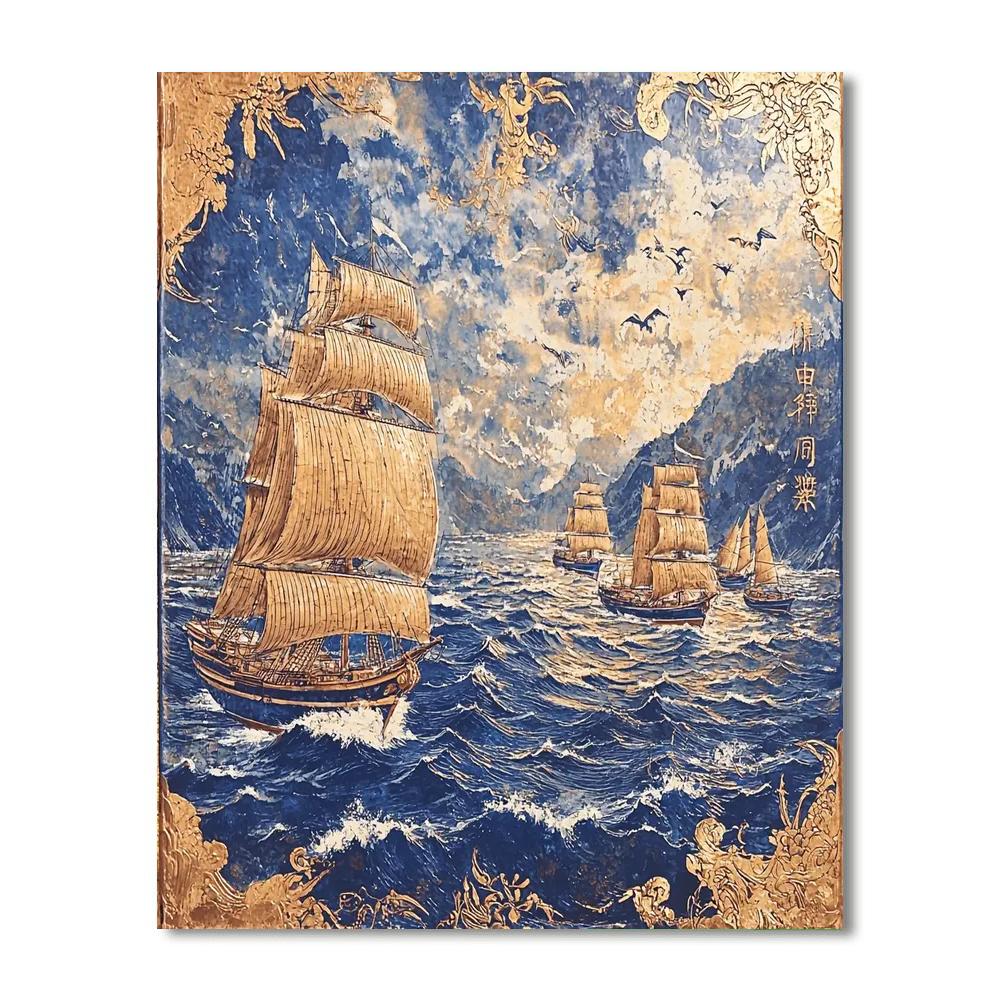 Katsushika Hokusai Inspired Ancient Maritime Tales  Number Painting