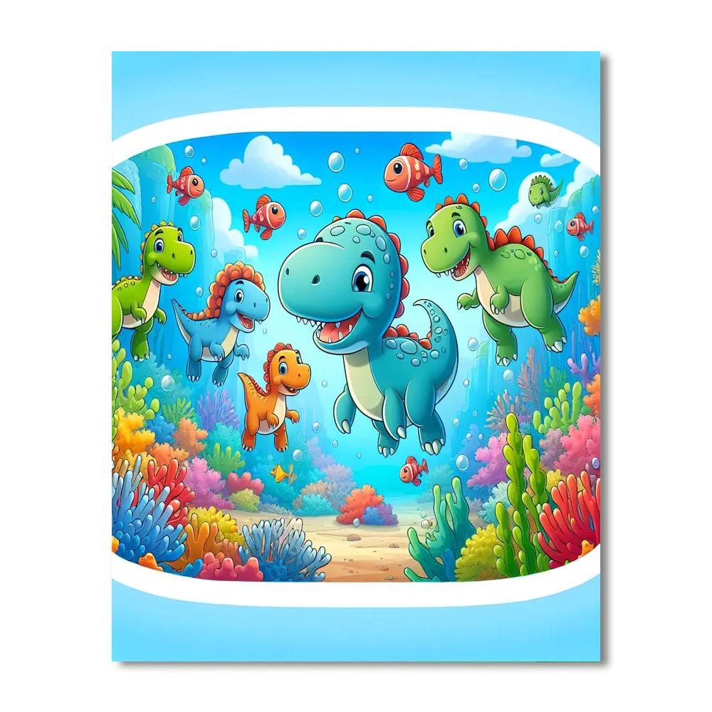 Underwater Dino Kingdom Number Painting