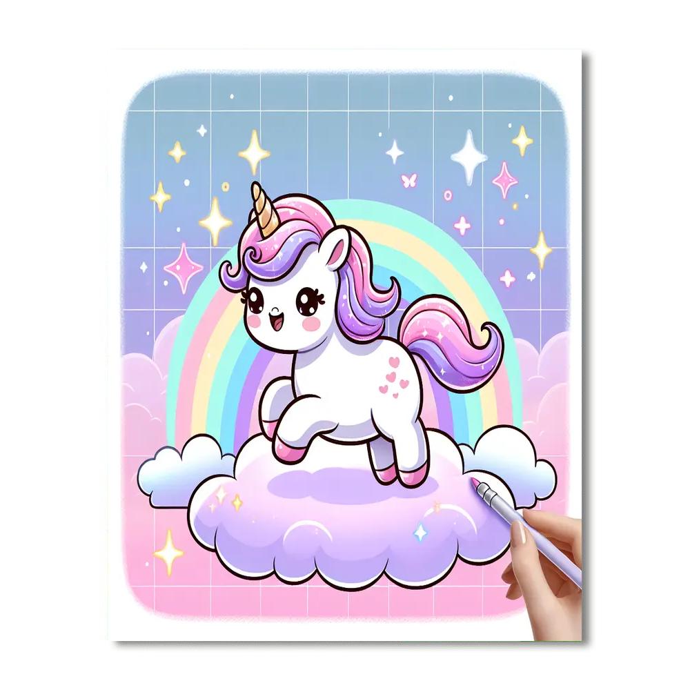 Adorable Baby Unicorn Number Painting