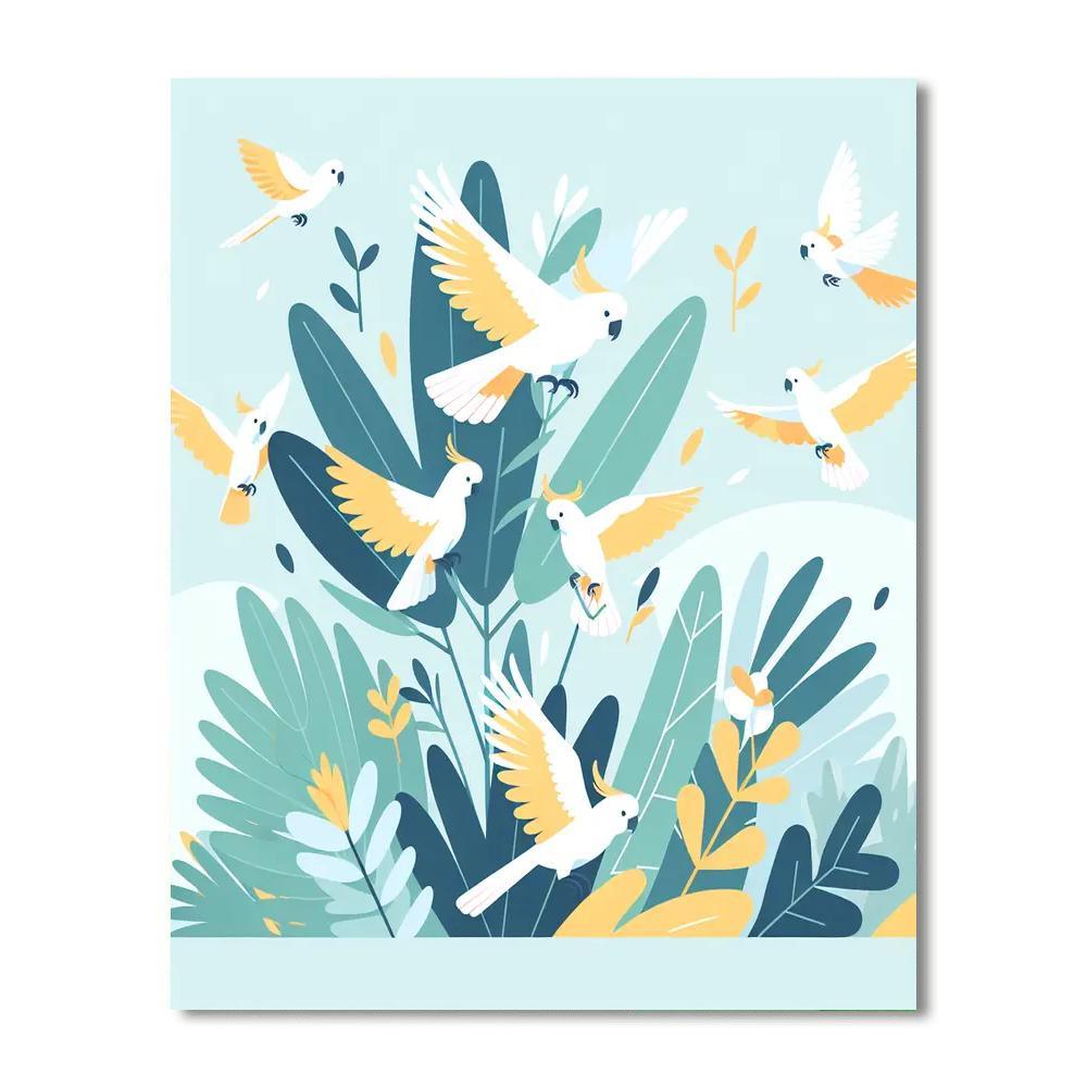 Colorful Cockatoo Carnival Number Painting