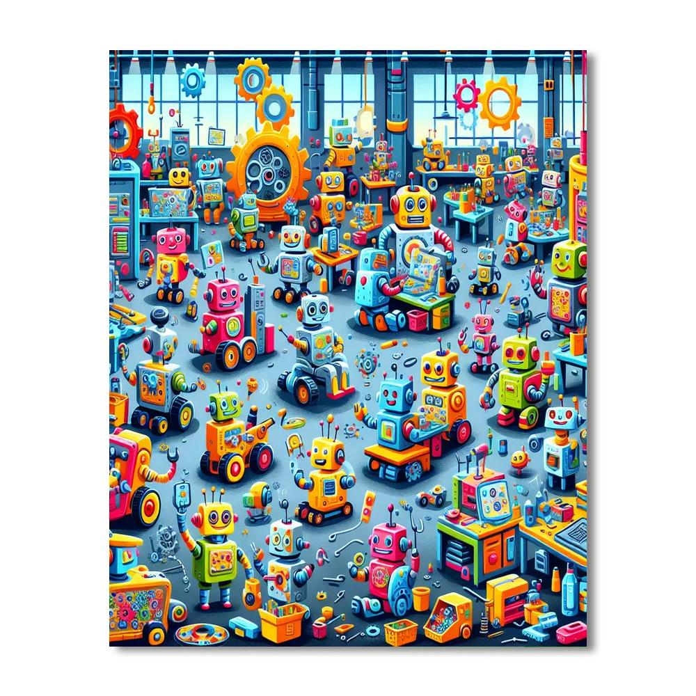 Artistic Robot Factory Paint By Numbers Art