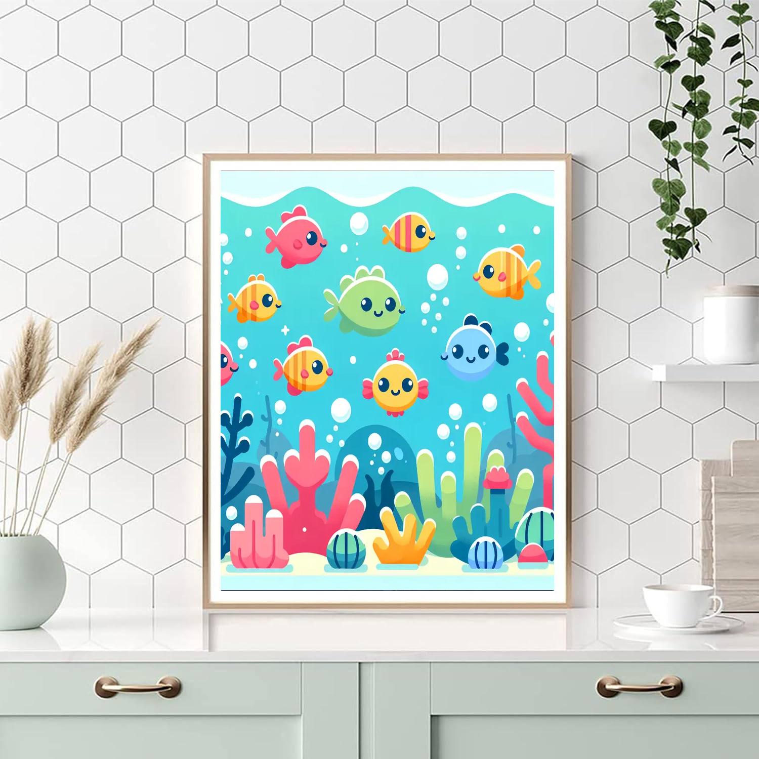 Lively Fish Parade Paint By Numbers Art