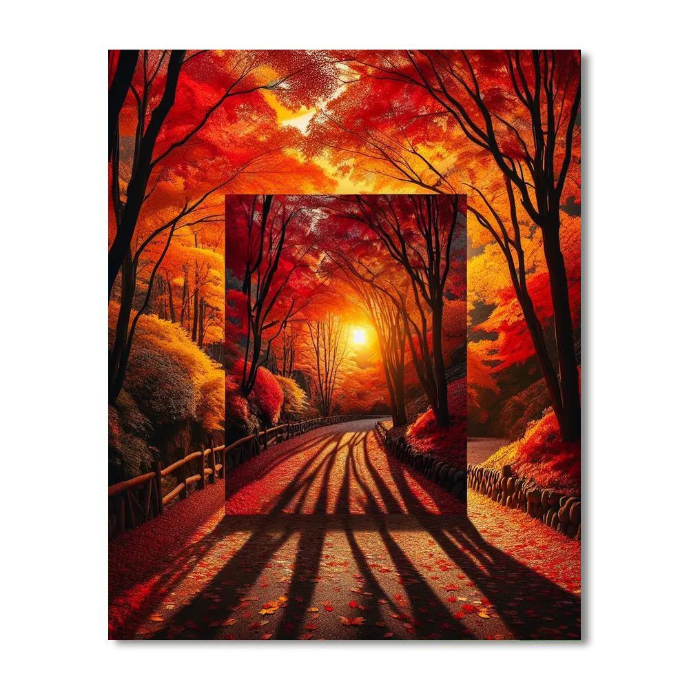 Romantic Autumn Pathway DIY Paint By Numbers
