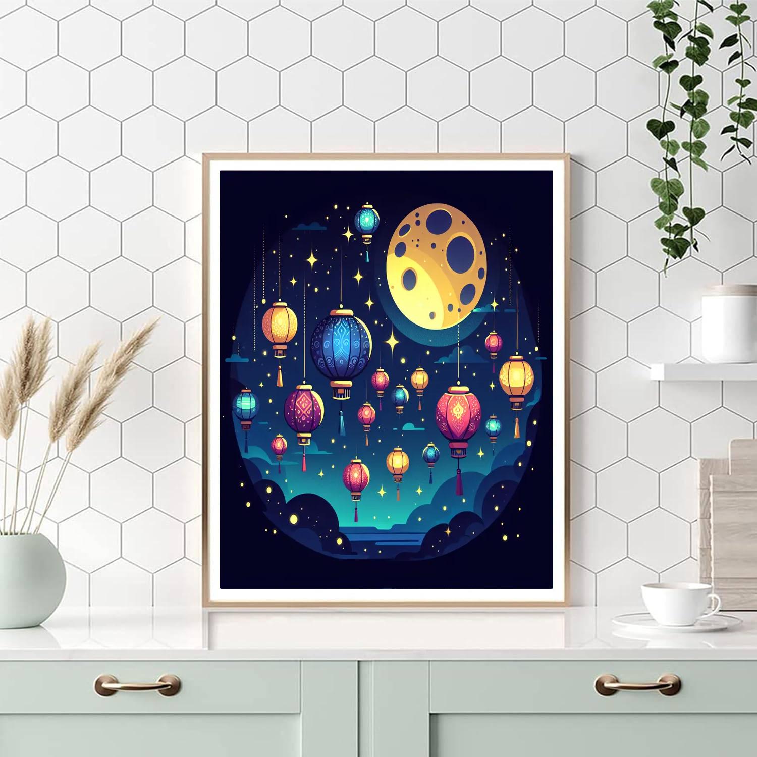 Lunar Lantern Parade Paint By Numbers Art