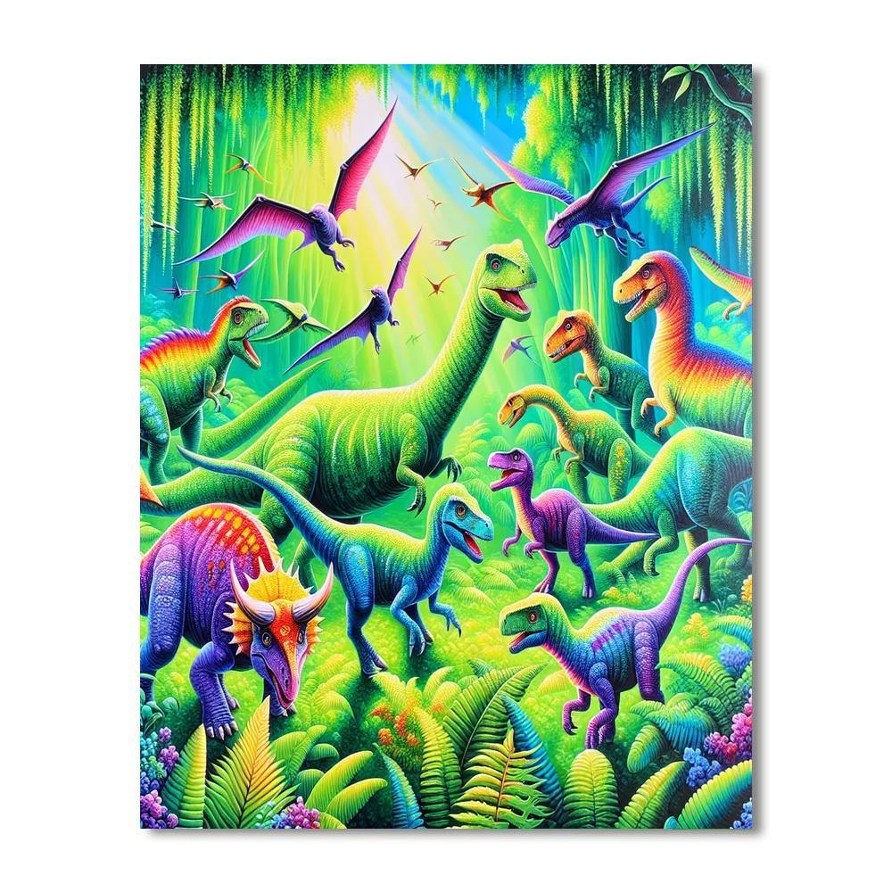 Fantasy World Of Dinosaurs Paint By Color