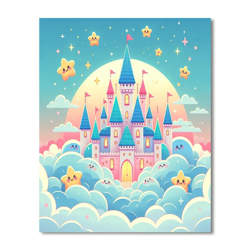 Playful Cloud Castle DIY Paint By Numbers