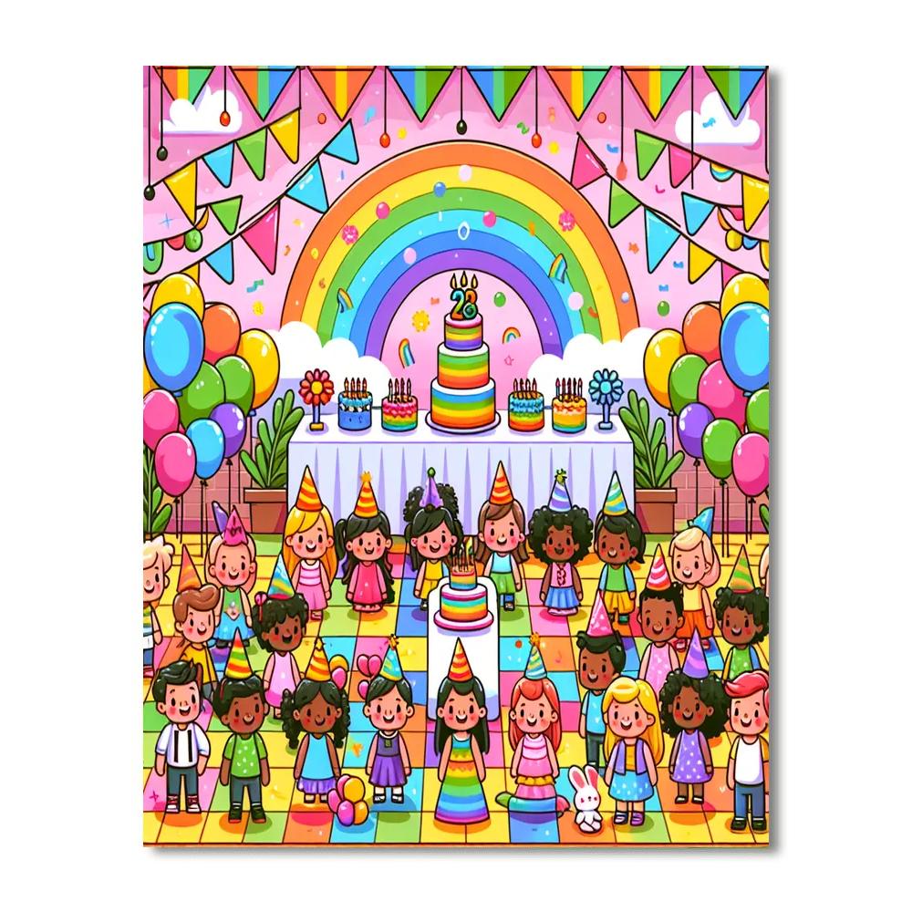 Rainbow Party Paint By Numbers Art