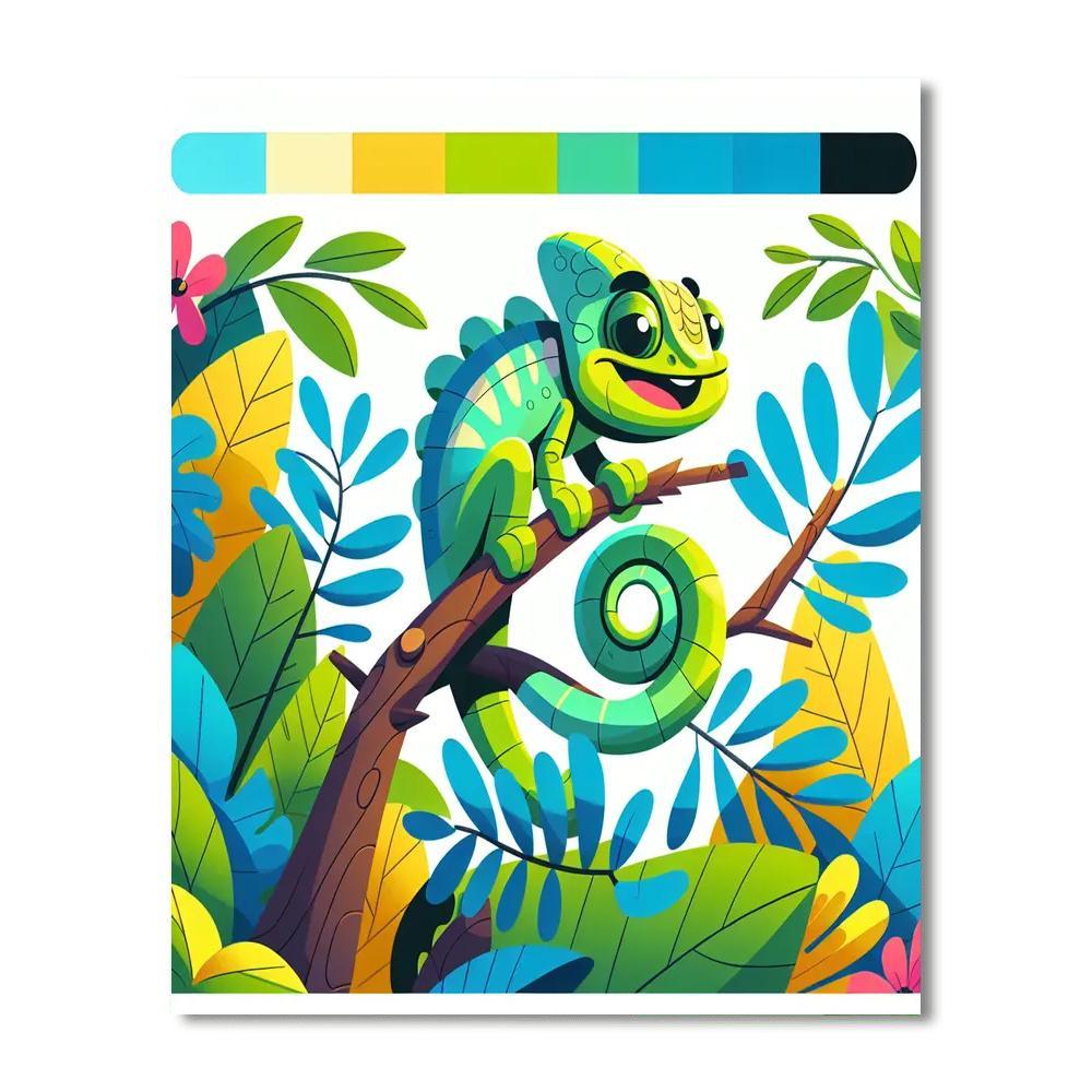 Happy Chameleon Paint By Numbers Art