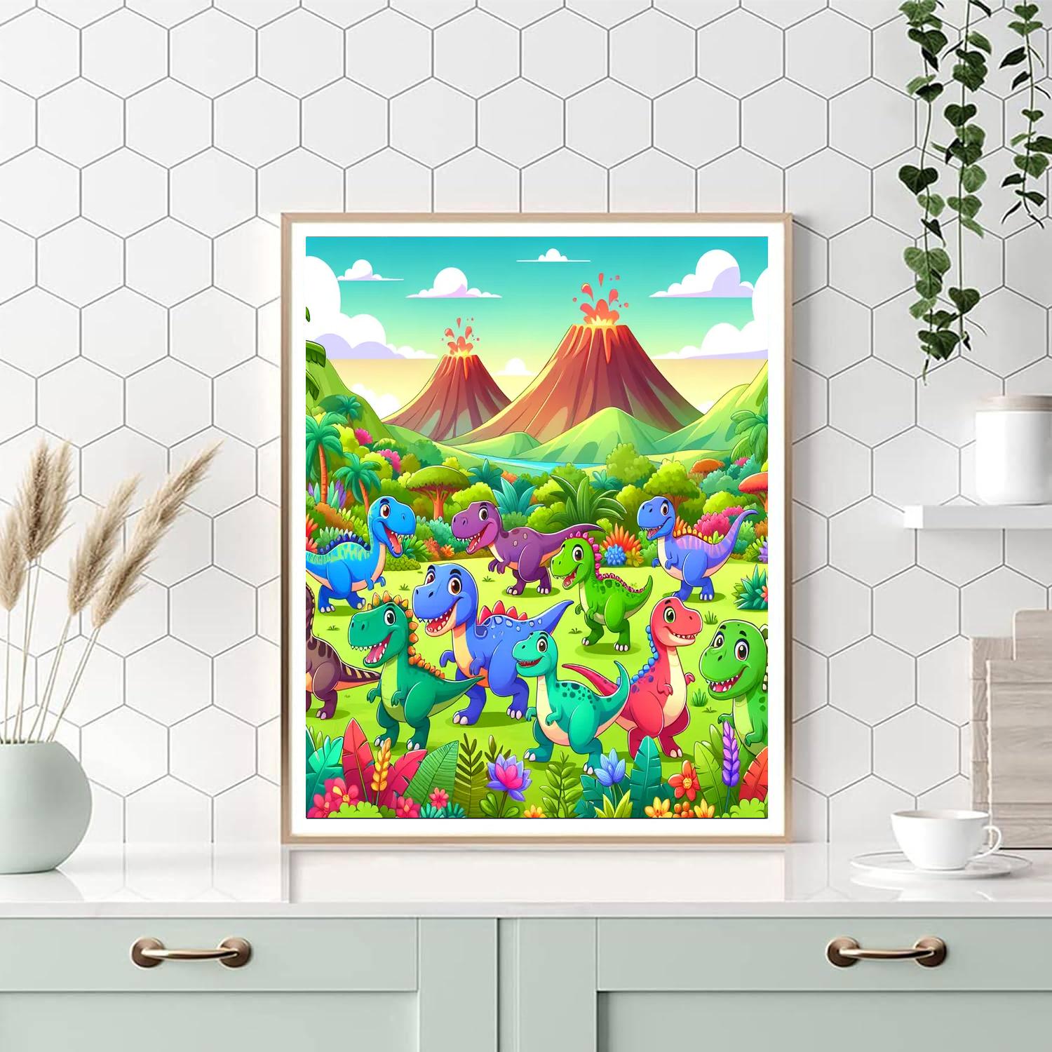 Friendly Dinosaurs On The Move Paint By Numbers Kits