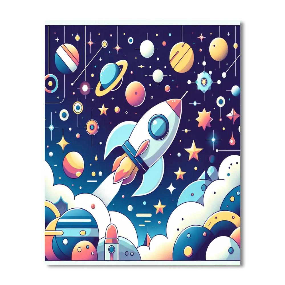 Rocketship Dream Voyage Number Painting