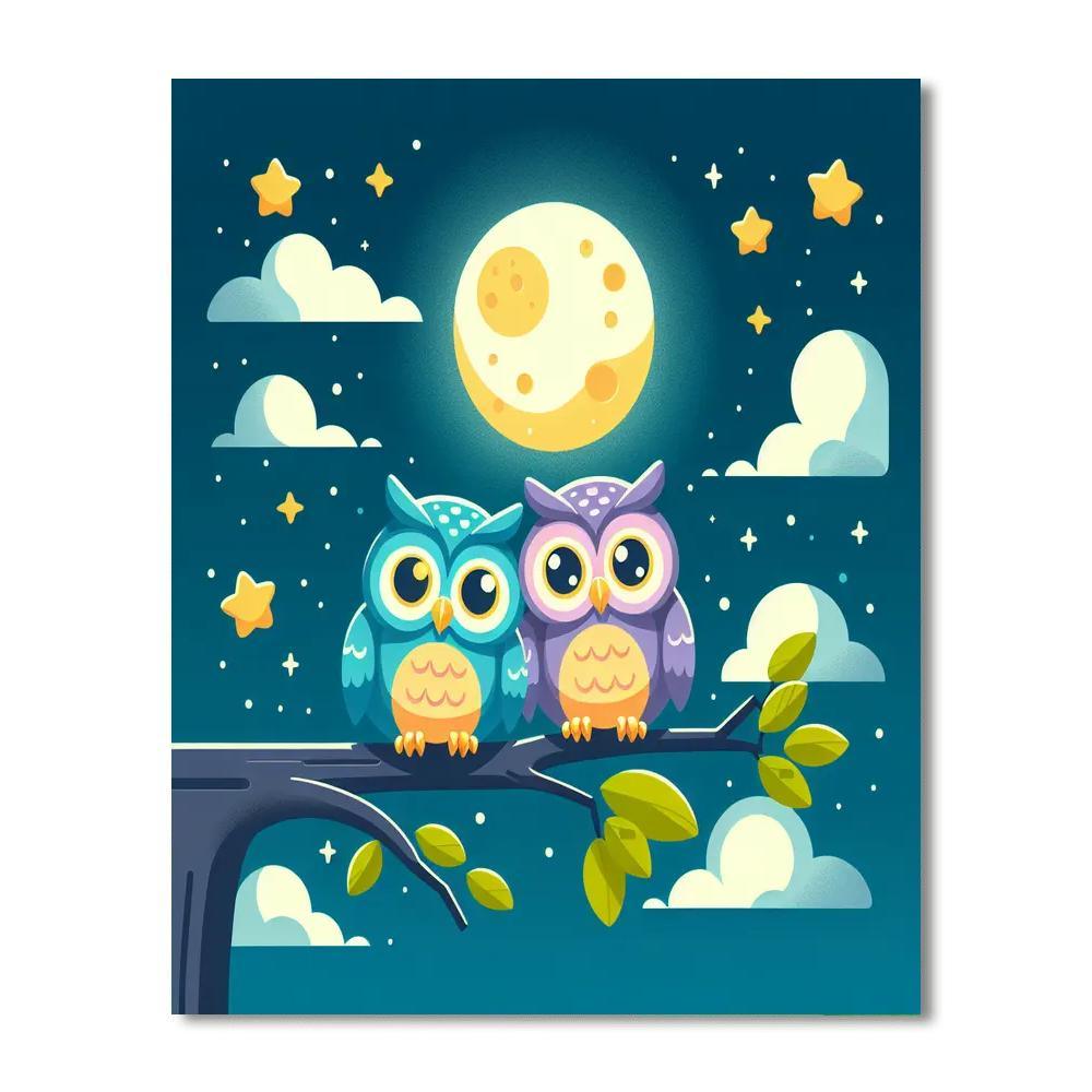 Merry Moonlit Owls Paint By Numbers Art