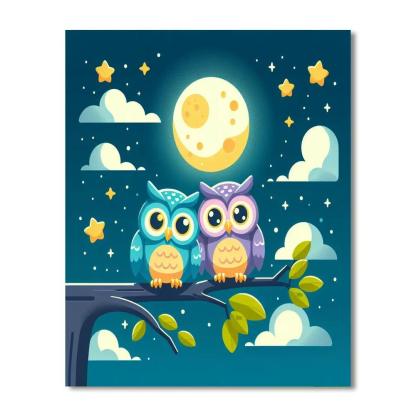Merry Moonlit Owls Paint By Numbers Art