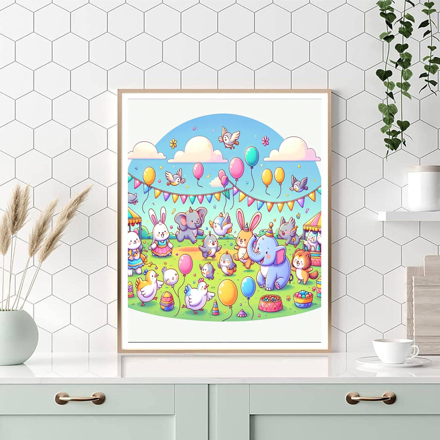 Cheerful Animal Festival Paint By Numbers Art