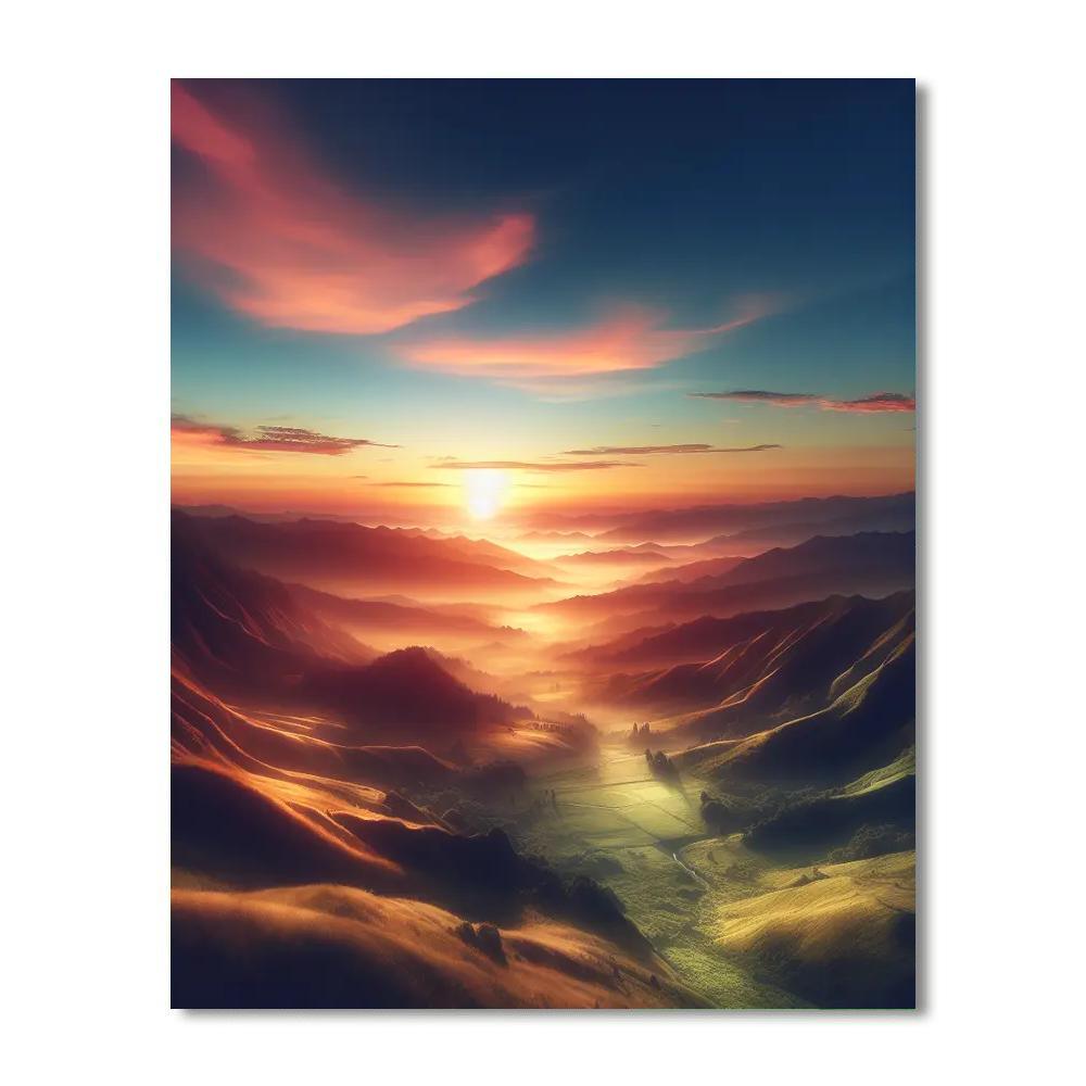Majestic Sunrise Landscape Numbered Painting Kits