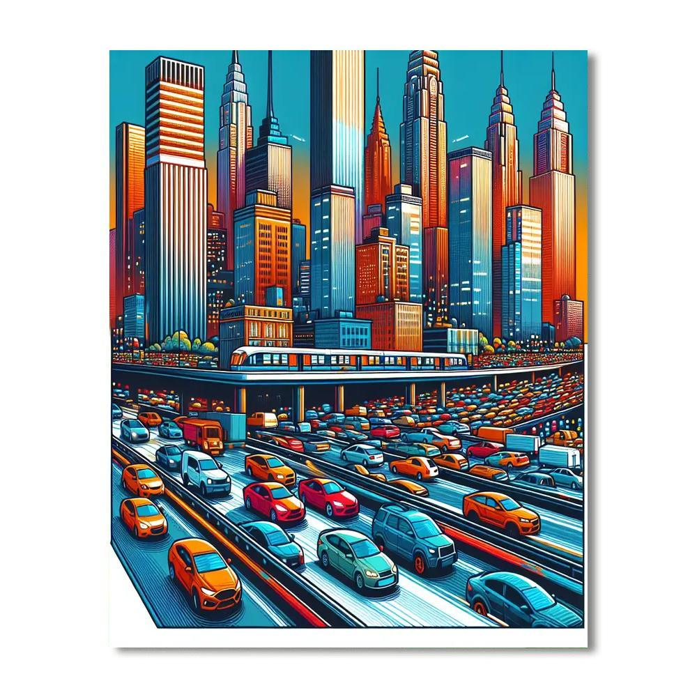 Busy City Skyline Painting By Numbers Kit