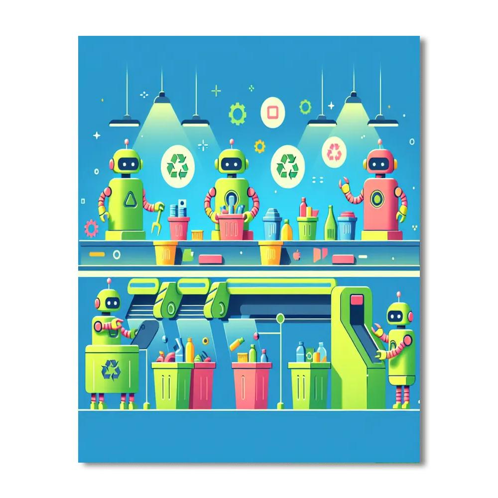 Robot Recycling Squad Number Painting