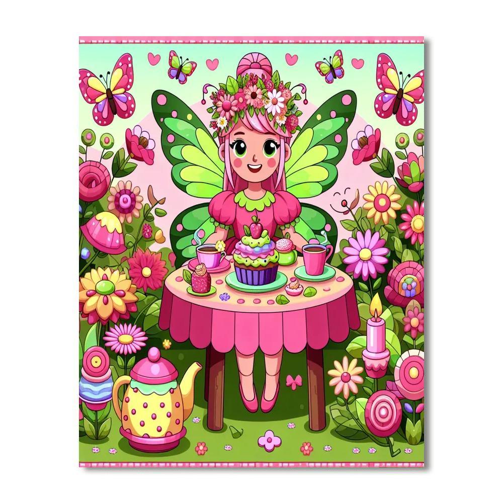 Whimsical Tea Party Fairy DIY Paint By Numbers