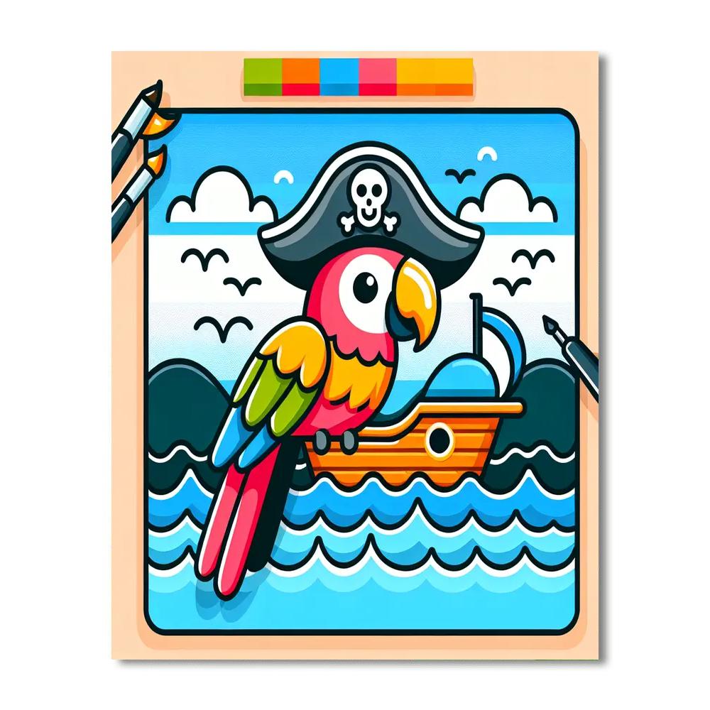 Pirate Parrot's Adventure DIY Paint By Numbers