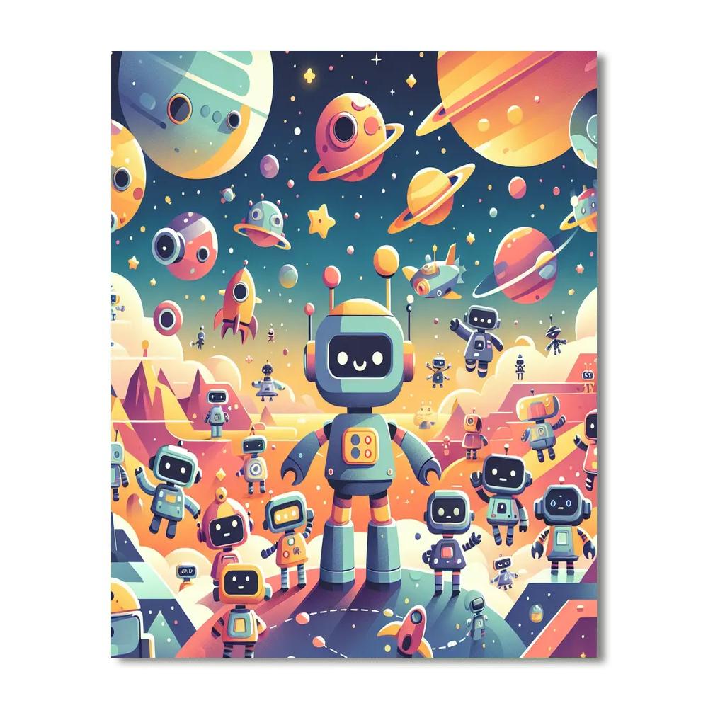 Space Robot Journey DIY Paint By Numbers