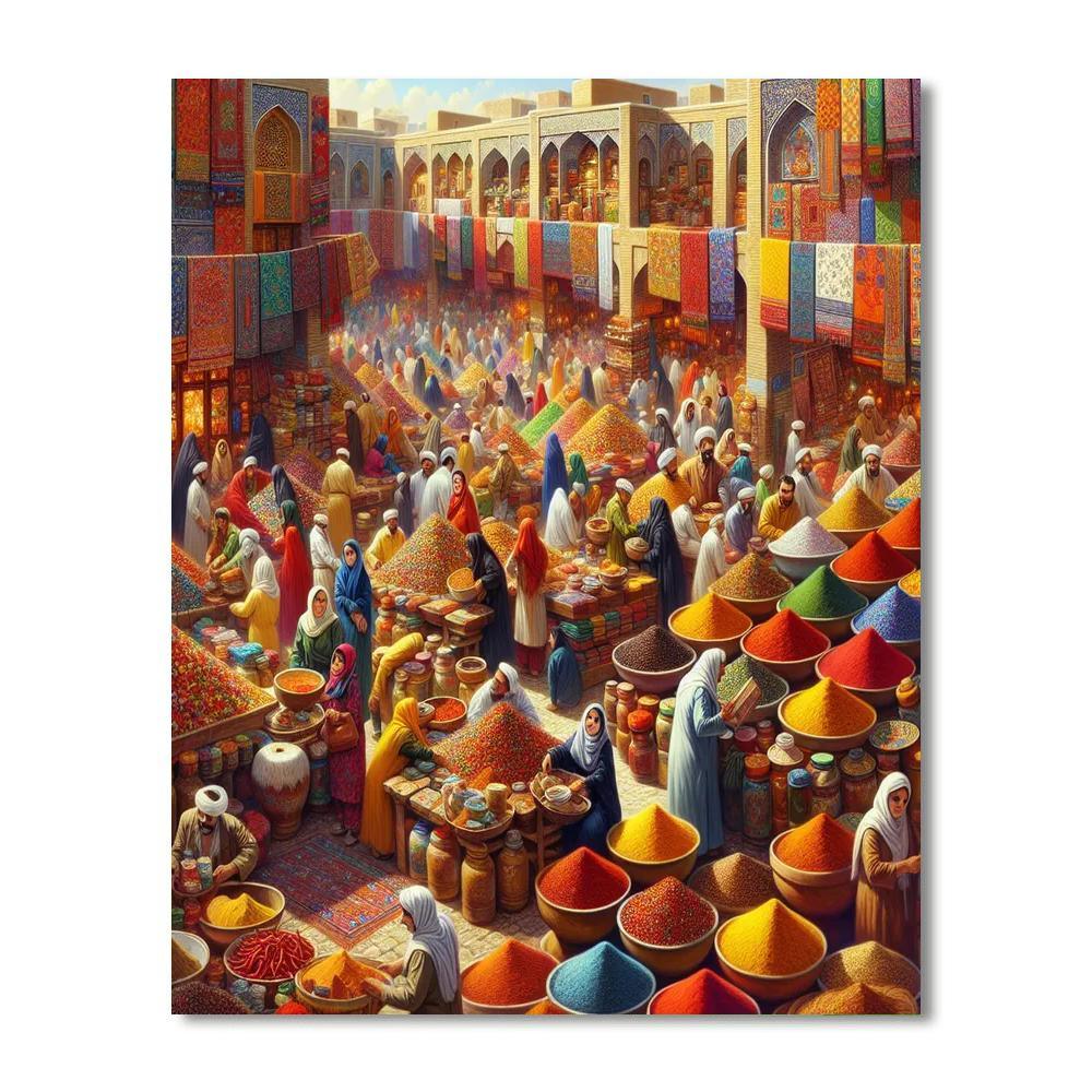 Ornate Persian Marketplace Numbered Painting Kits