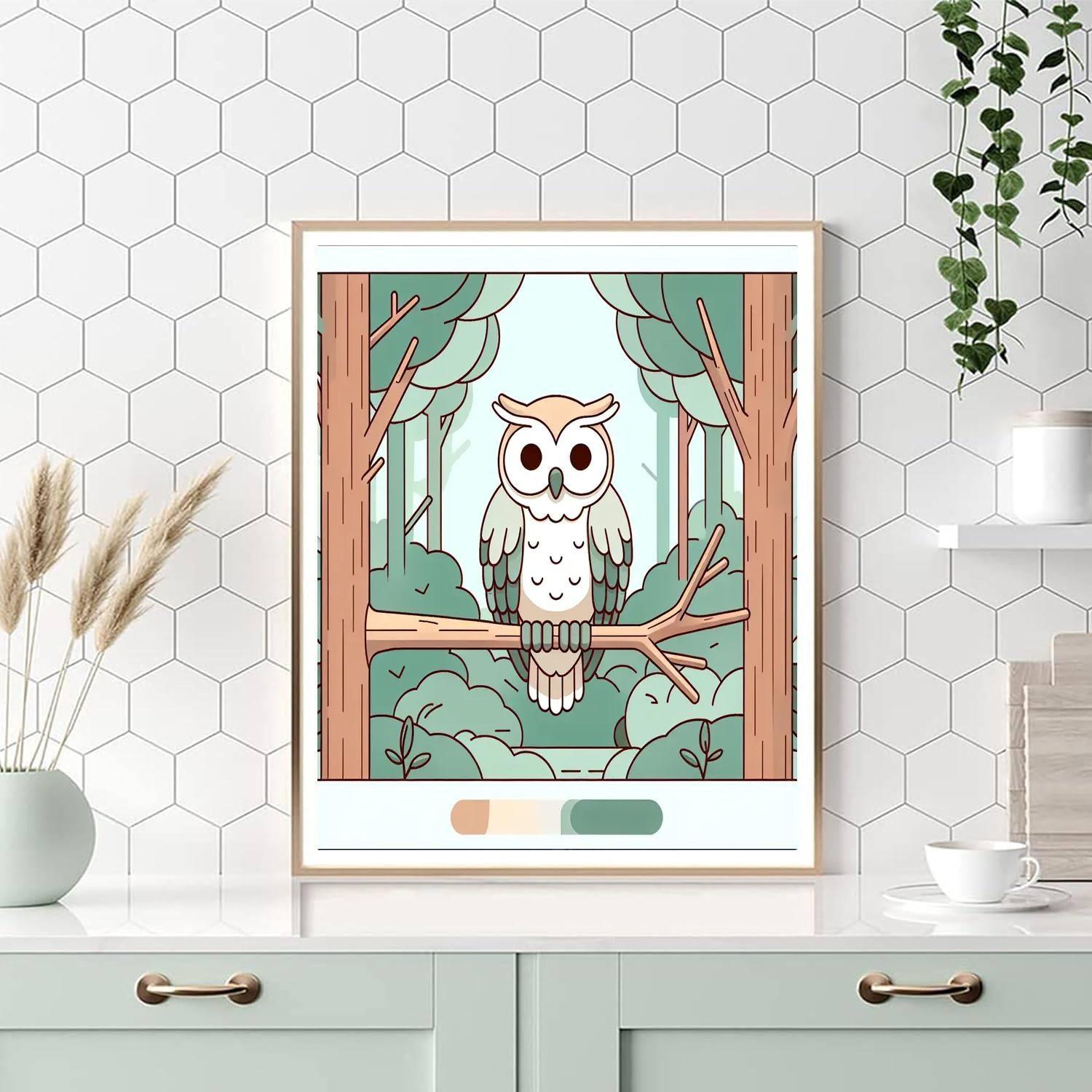 Wise Owl In The Woods Numbered Painting Kits