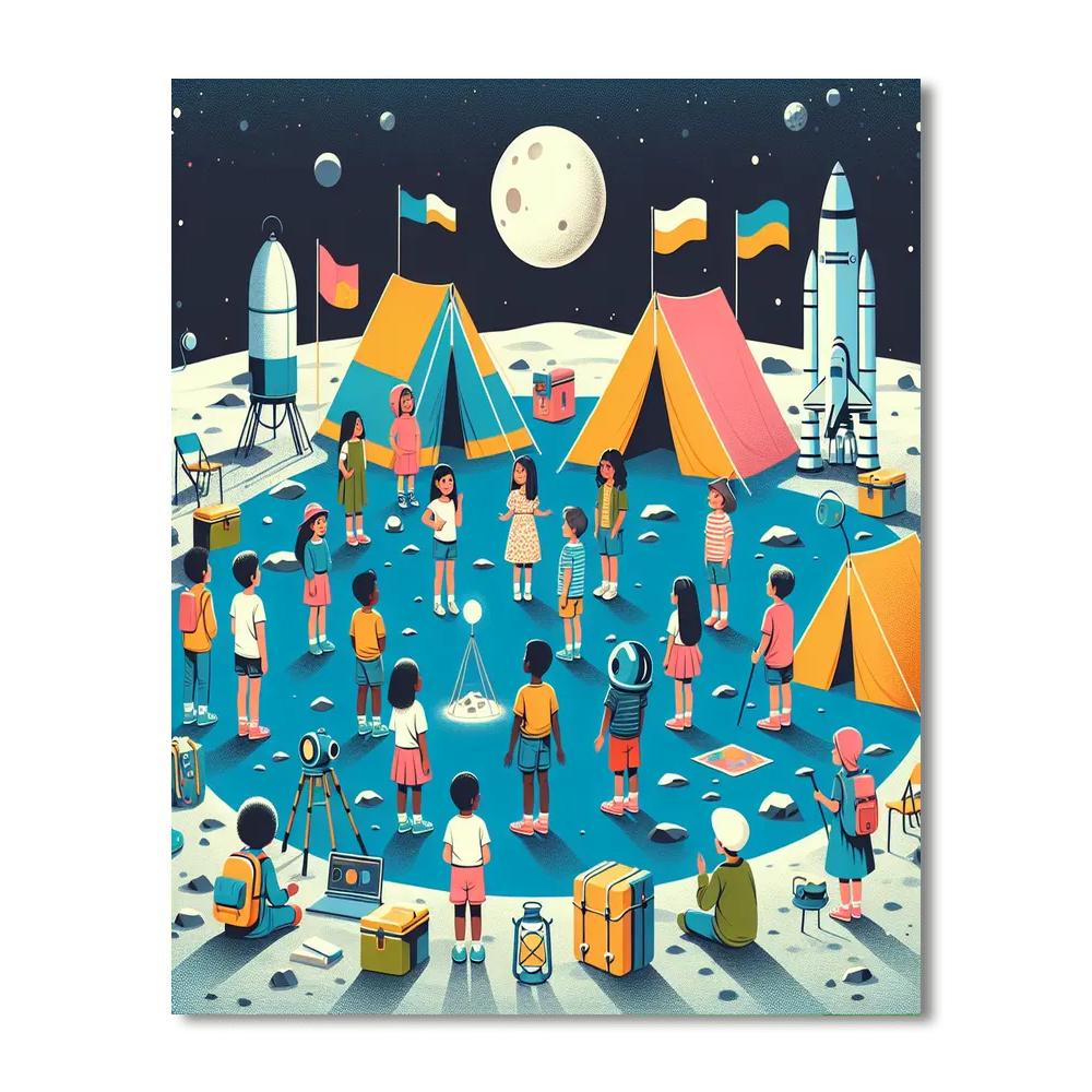 Lunar Exploration Camp Number Painting