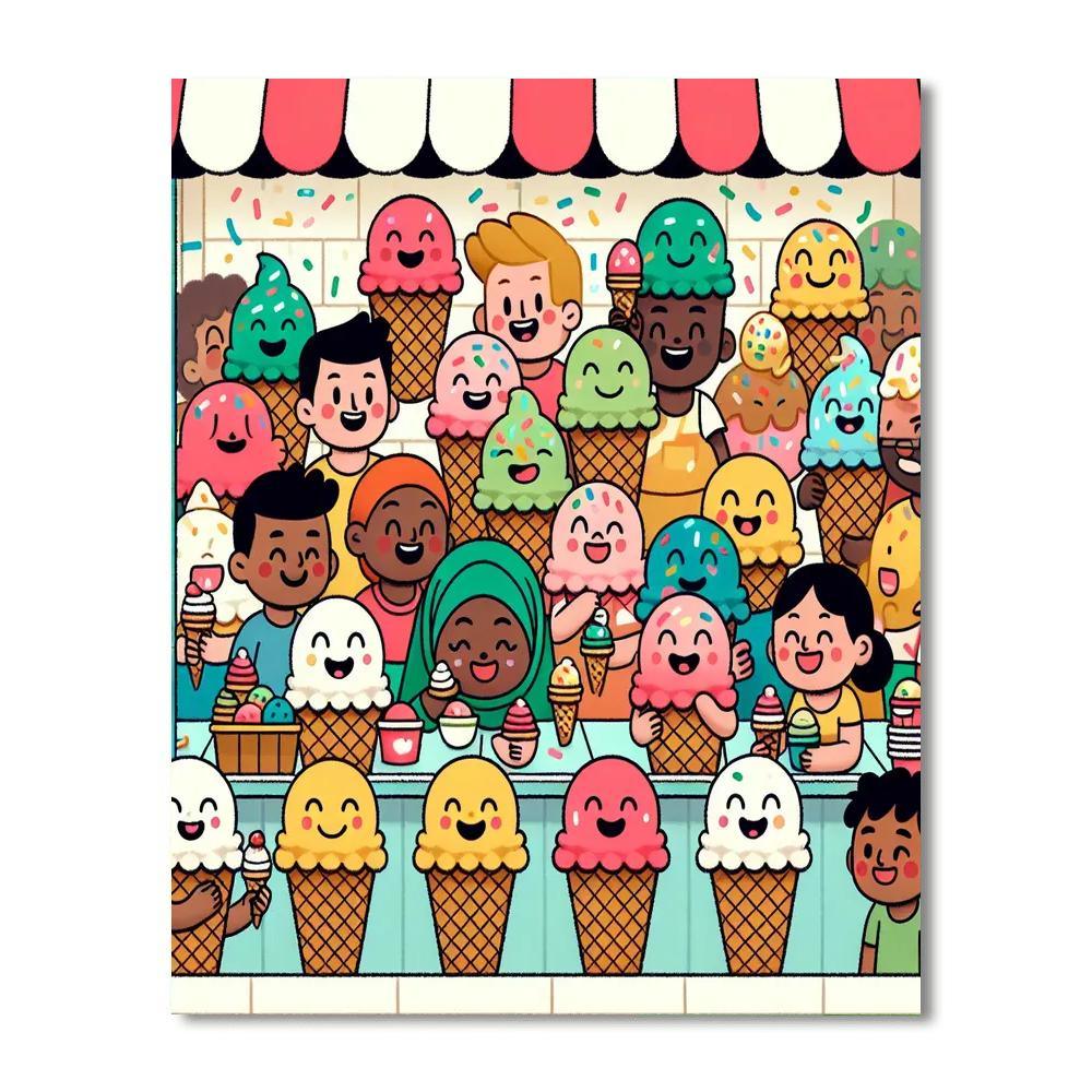 Joyful Ice Cream Shop Painting By Numbers Kit