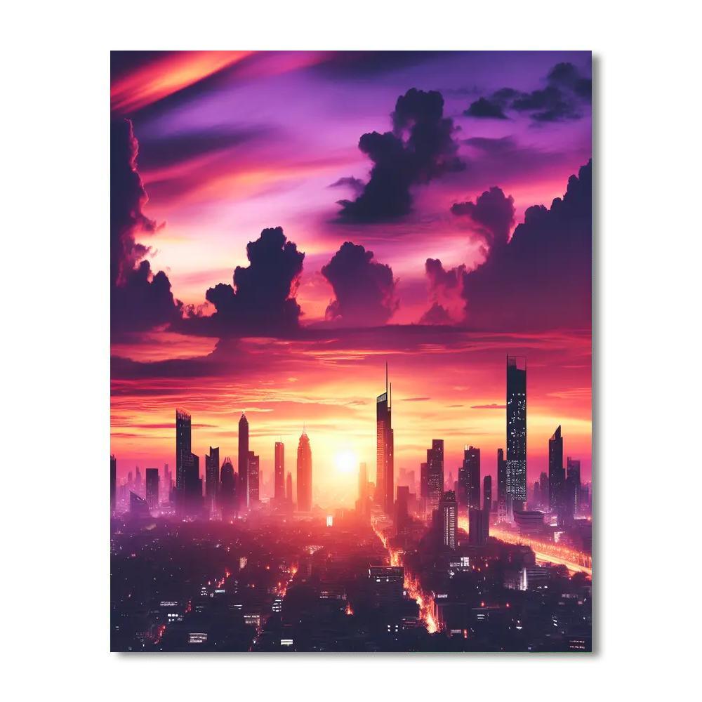 Chic City Skyline Silhouette Paint By Numbers Kits