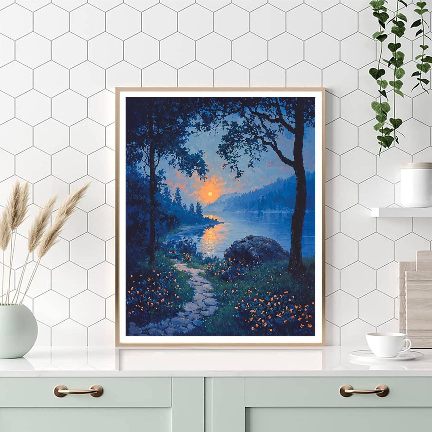 Friedrich Inspired Luminous Twilight  Number Painting