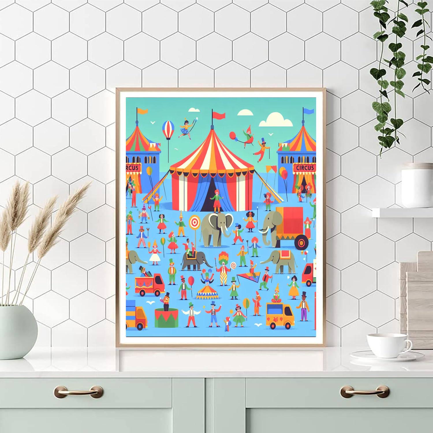 Cheerful Circus Scene Painting By Numbers Kit