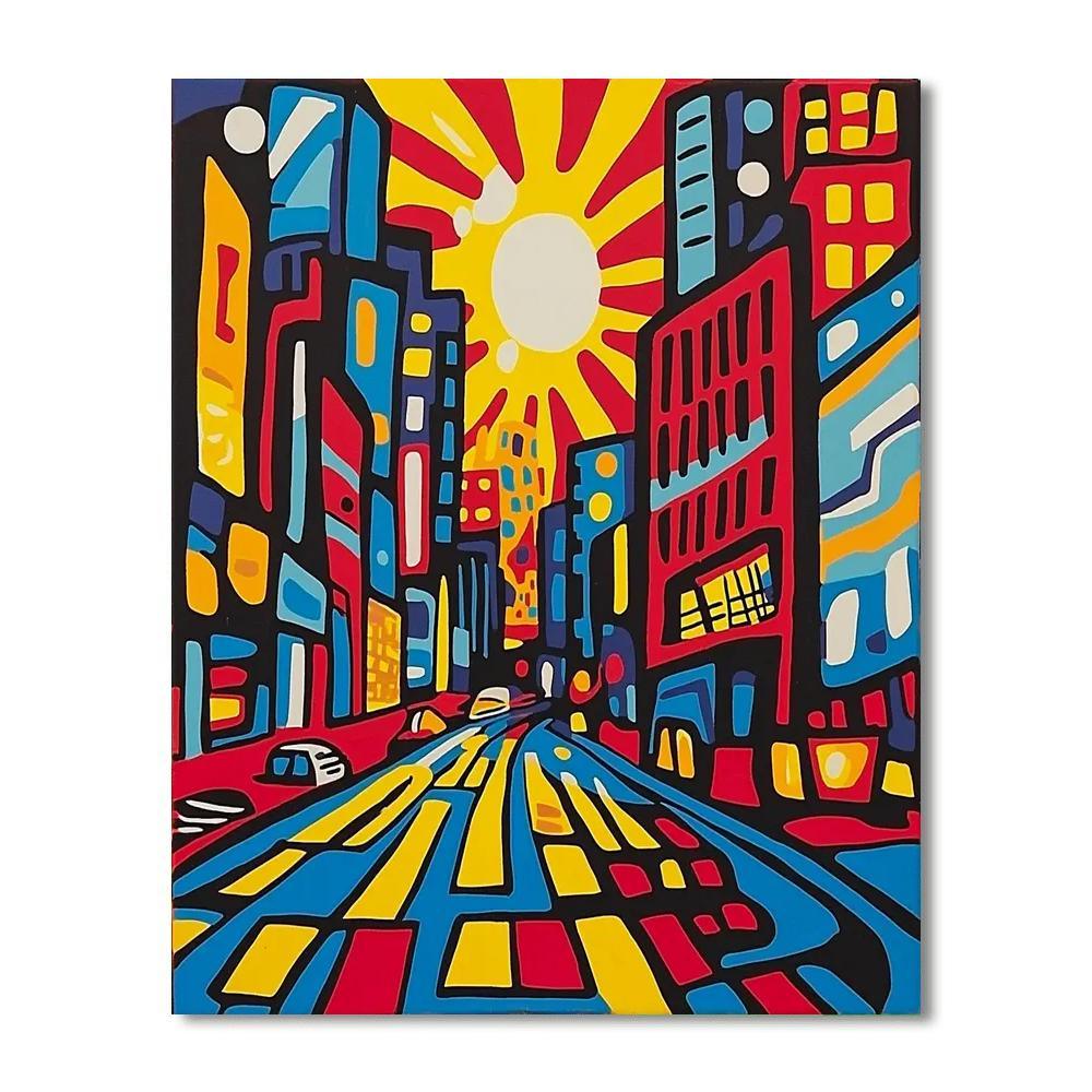 Keith Haring Inspired Abstract City Vibrance  Painting By Numbers Kit