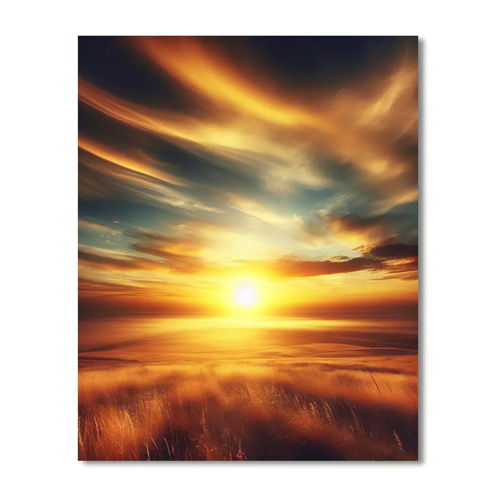 Golden Sunrise Over Plains DIY Paint By Numbers