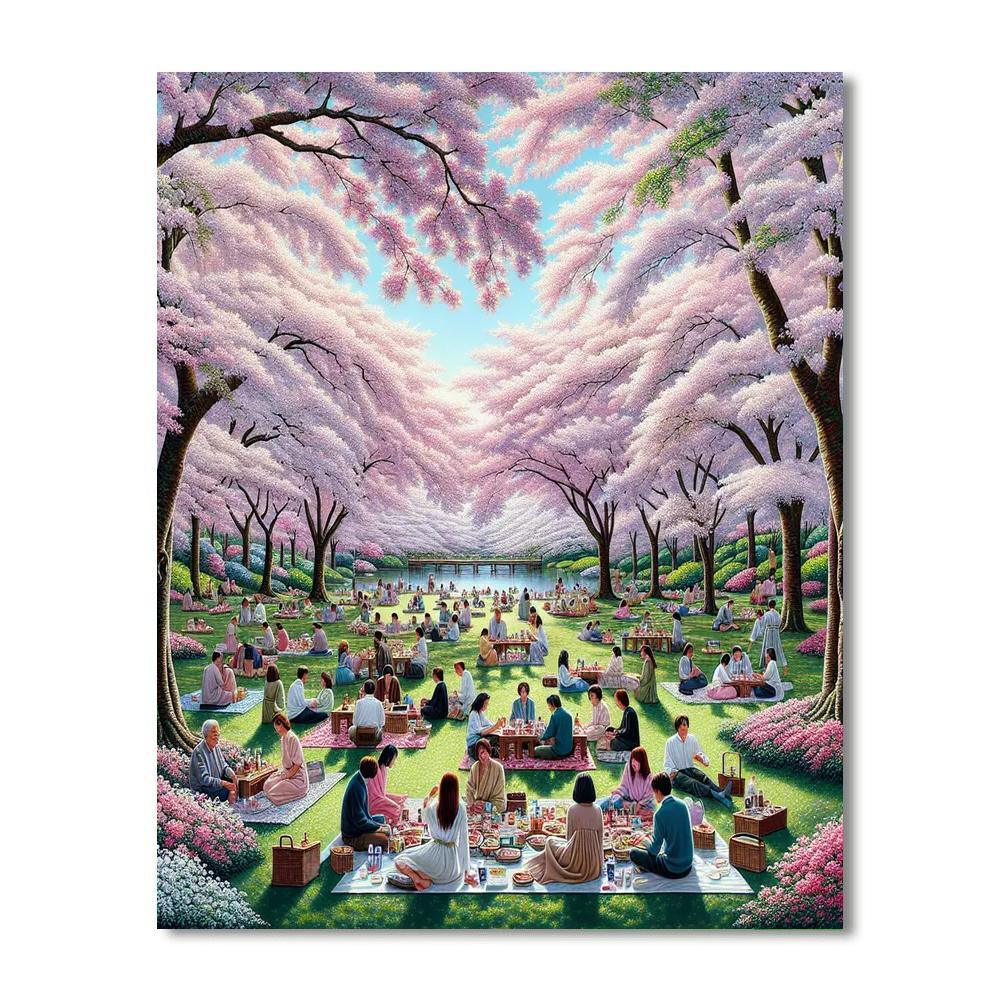 Hanami Cherry Blossom Viewing - Japan Painting Number Kit