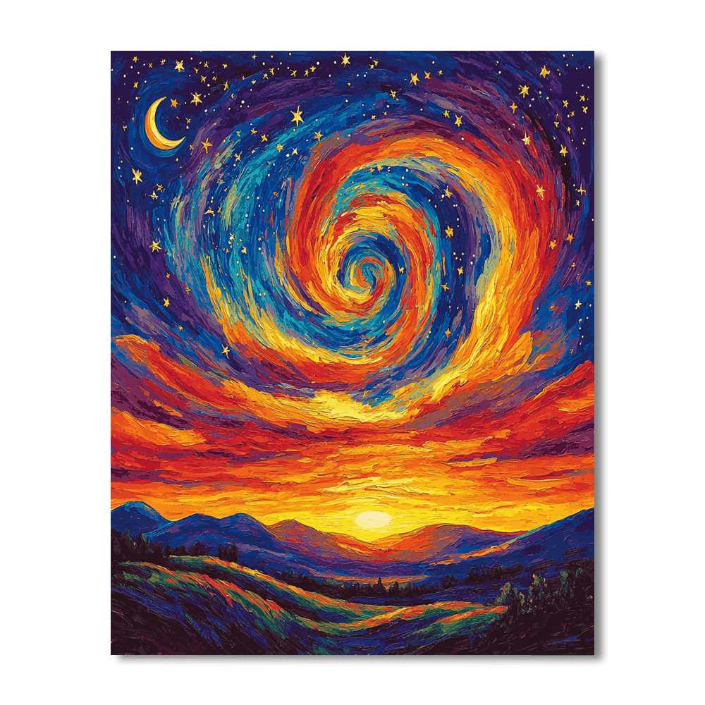 Vincent Van Gogh Inspired Sunset In Starry Sky  Paint By Numbers
